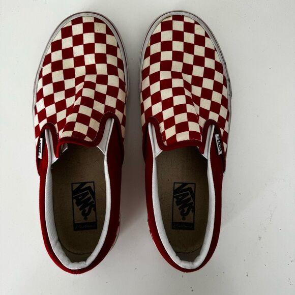Vans Classic Slip On Red/White Checkered Canvas Skate Shoes 8 Mens/9.5 W - Picture 6 of 8